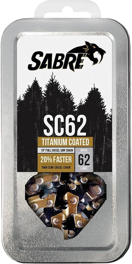 Sabre Titanium Chain Pre-Cut Loop 62 DL 3/8" LP, .050", Chisel Standard - 18 Inch Bar -099-1626 image 0